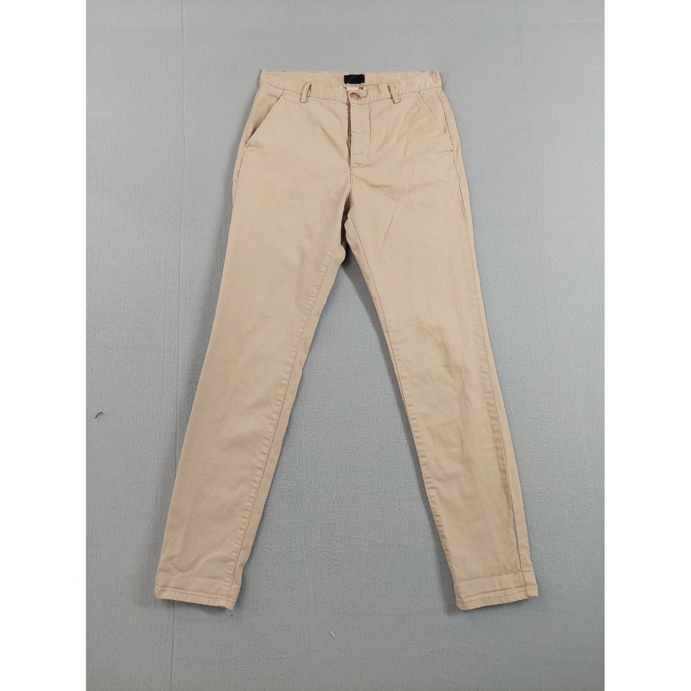 H&M Men Pant 30R Beige Chino Flat Front‎ Straight Leg Stretch Casual Workwear